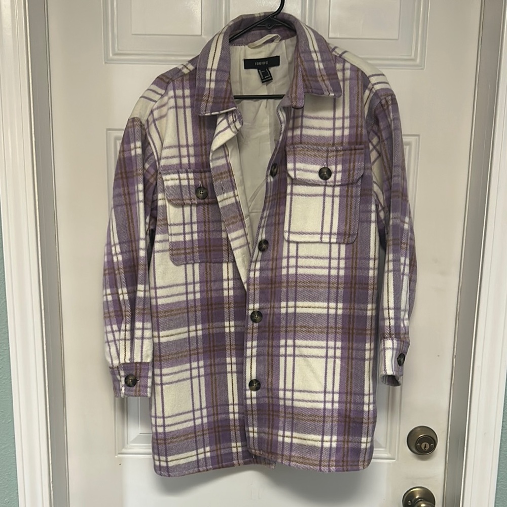 Forever 21 Lavender and Cream Plaid Jacket
